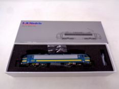 An L S Models exclusive made for Modern Gala Series 12 locomotive in blue and yellow livery,