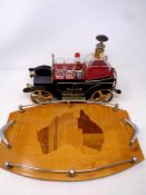 A 20th century musical automobile decanter and glass stand,