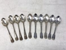 Six Christofle silver teaspoons together with four further silver teaspoons, 146g.