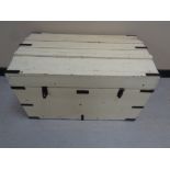 A painted antique wooden trunk (white)