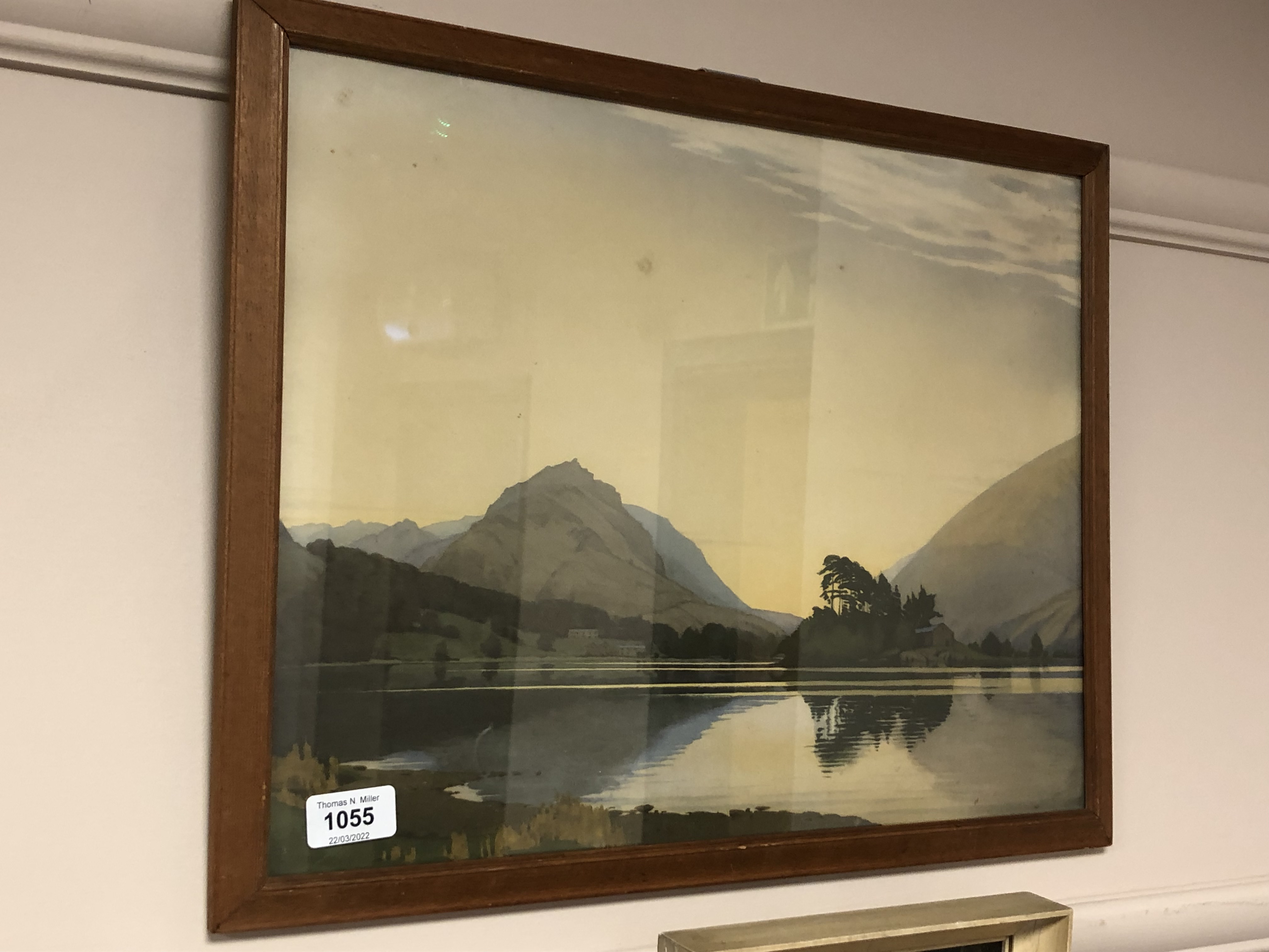 After W Heaton Cooper : Sunset at Grasmere, colour print,