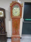 An antique longcase clock with painted dial signed Maideman and Son,
