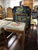 A mahogany framed tapestry fire screen/occasional table together with a mahogany tapestry