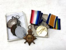 A trio of WWI medals awarded to 1647 A W O. Cl 2 C E Vergette Norf.