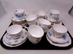 A tray containing six Melba and six Colclough china trios
