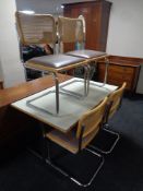 A 20th century Italian Marcel Breuer kitchen table together with a set of four cantilever chairs