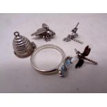 Silver and white metal jewellery to include dress ring,