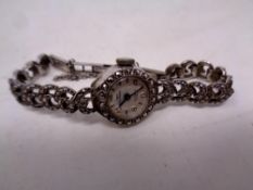 A vintage marcasite silver watch