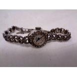 A vintage marcasite silver watch