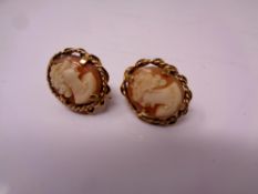 A pair of 9ct gold cameo earrings