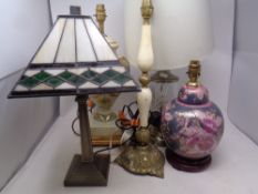 An Art Deco style table lamp with leaded glass shade,