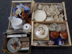 Three crates containing Biltons and Mountain Wood Collection dinnerware,