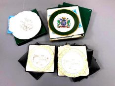 A collection of decorative ceramic wall plates by Sheldor English bone china,
