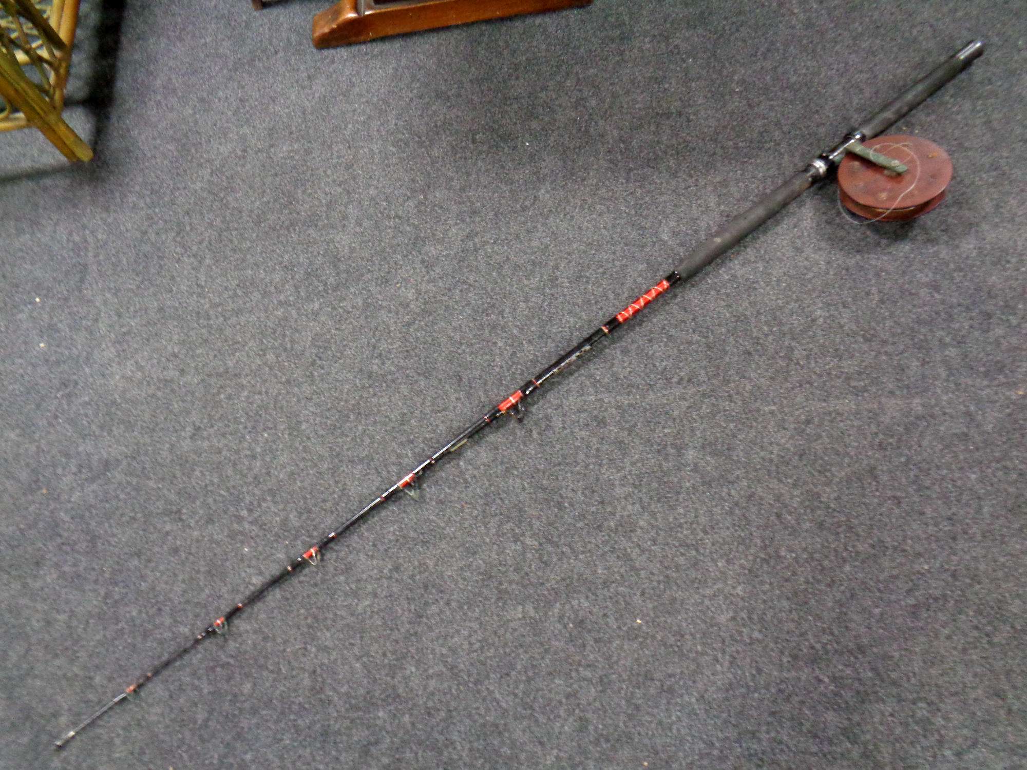 A John Wilson XL 6650 carp rod together with Scarborough fishing reel