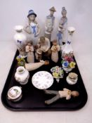 A tray containing assorted ceramics and ornaments to include Cascade, Willow tree,