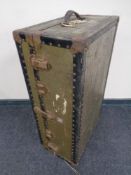 An early 20th century metal bound shipping trunk