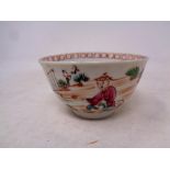 An antique Chinese porcelain hand painted finger bowl, width 7.