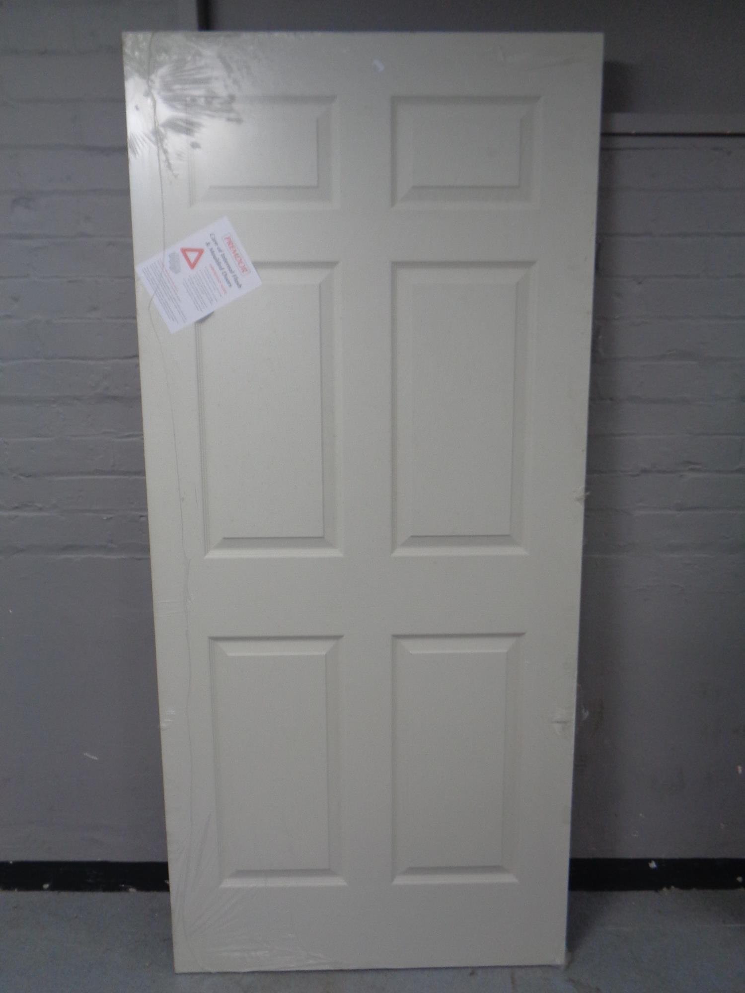 Six Premdor moulded interior doors, 205 x 92.