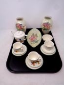 A tray containing an eleven piece Biltons child's tea service together with three pieces of Maling