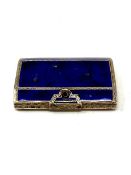 An Art Deco silver and enamelled calling card case, the cover enamelled with simulated lapis lazuli,