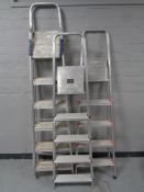 Three sets of aluminium folding steps