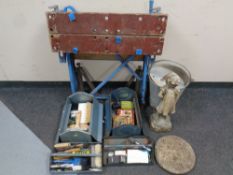 A folding Workmate together with two concertina toolboxes containing a small quantity of tools and