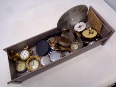 A large quantity of watch and clock parts, keys, pocket watch keys,