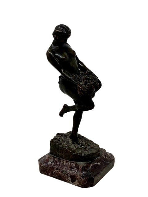 Raymond L Rivoire (1884 - 1966) : Harvest, sculpture in bronze, standing on shaped marble base, - Image 2 of 4