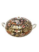 A Derby lidded twin handled bon bon dish, circa 1810 with puce marks to base, width 18 cm.