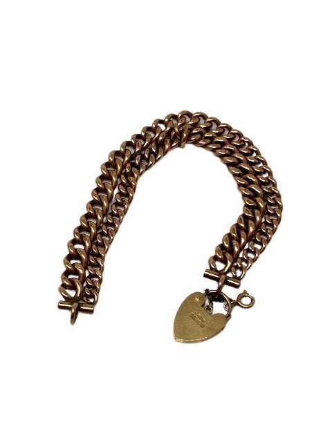A 9ct yellow gold double curb link bracelet, length 17 cm, 39.7g.