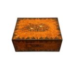 A Victorian inlaid rosewood sewing box, width 30 cm.