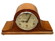 A 1930's oak cased 'Napoleon' hat 8-day mantel clock.