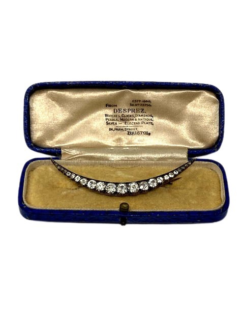 A Victorian graduated diamond set crescent brooch, width 65 mm, 5.6g. - Image 2 of 4