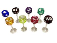 A set of eight harlequin crystal wine glasses. (8) CONDITION REPORT: Height 20.5 cm.