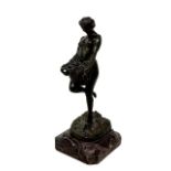 Raymond L Rivoire (1884 - 1966) : Harvest, sculpture in bronze, standing on shaped marble base,