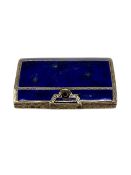 An Art Deco silver and enamelled calling card case, the cover enamelled with simulated lapis lazuli,