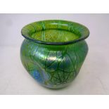 A green pearlescent glass Art Deco vase, height 18.