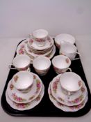 A tray of twenty-one piece Royal Albert Chatsworth bone china tea service