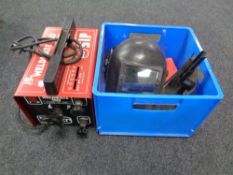 A Weldmate 140 welder together with a crate of welding accessories