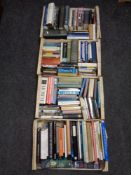 Four crates containing books, novels, history of Europe,