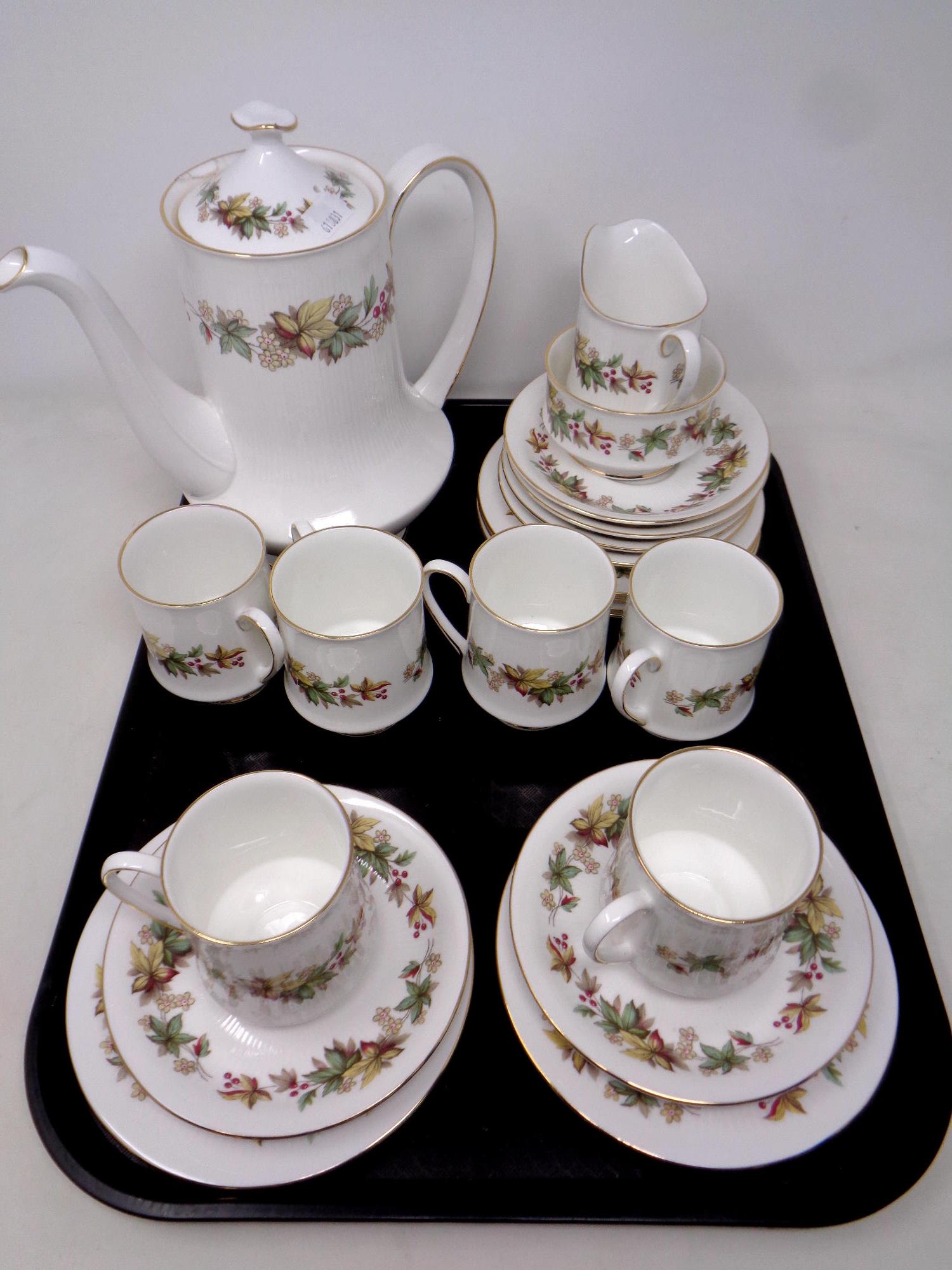 A tray of twenty one piece Royal Standard Lyndale bone china coffee service