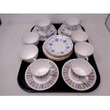 A tray of six Royal Osbourne bone china trios together with two further Shelley Cleopatra coffee