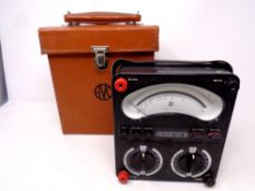 A vintage Avometer 8 in leather case