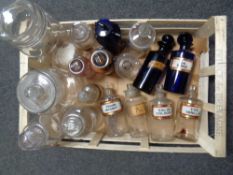 A box of chemist bottles and jars