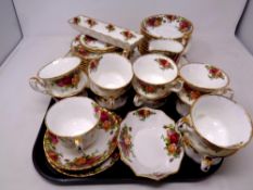 A tray of forty-four pieces of Royal Albert "Old Country Roses" pattern tea and cabinet china.