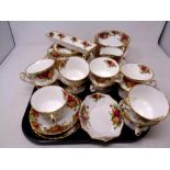 A tray of forty-four pieces of Royal Albert "Old Country Roses" pattern tea and cabinet china.
