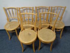 A set of six cane seated bentwood chairs (as found)