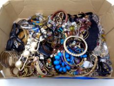 A box of a quantity of costume jewellery