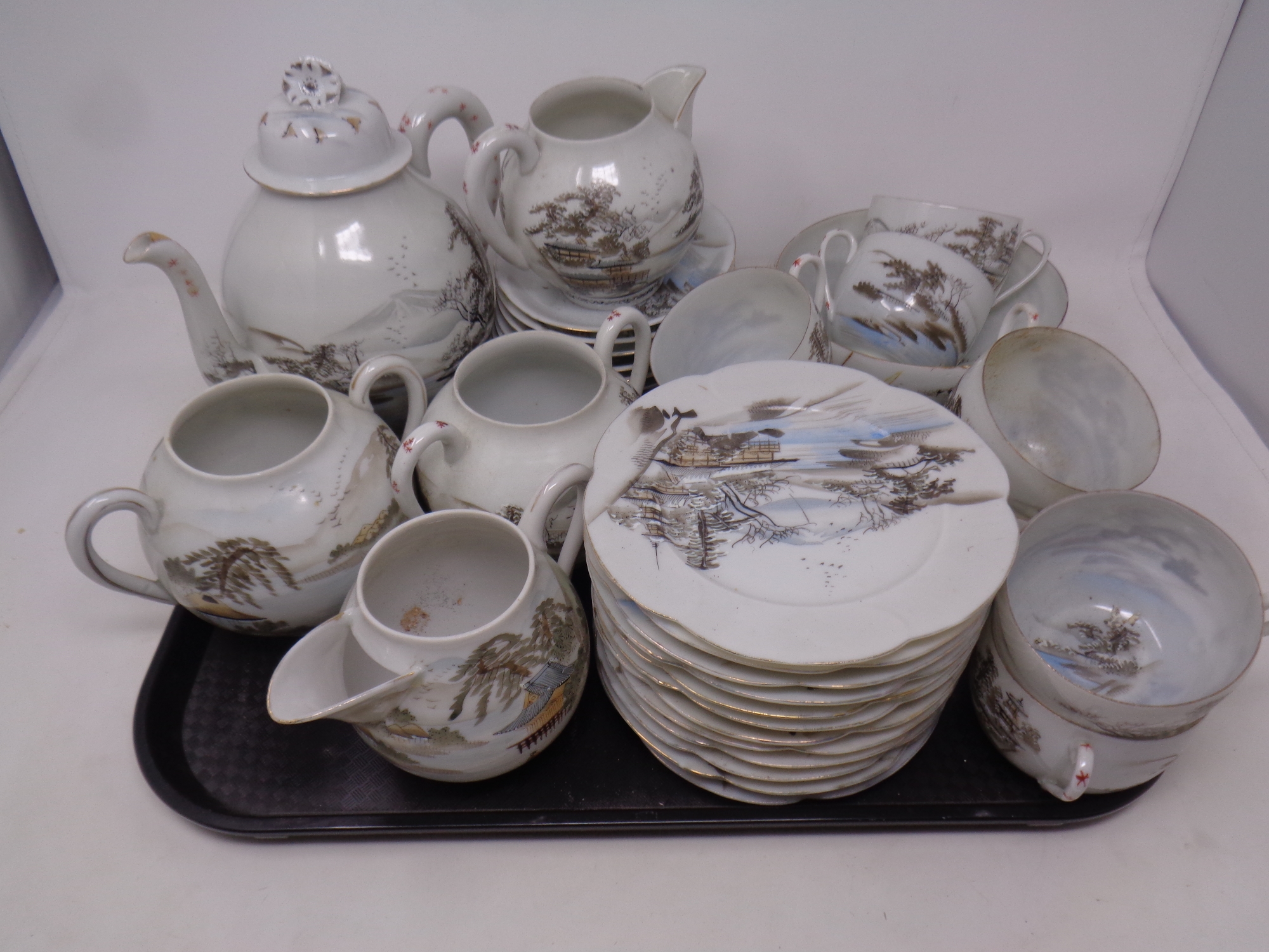 A Japanese eggshell tea service