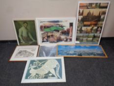 Seven framed pictures including photographs,